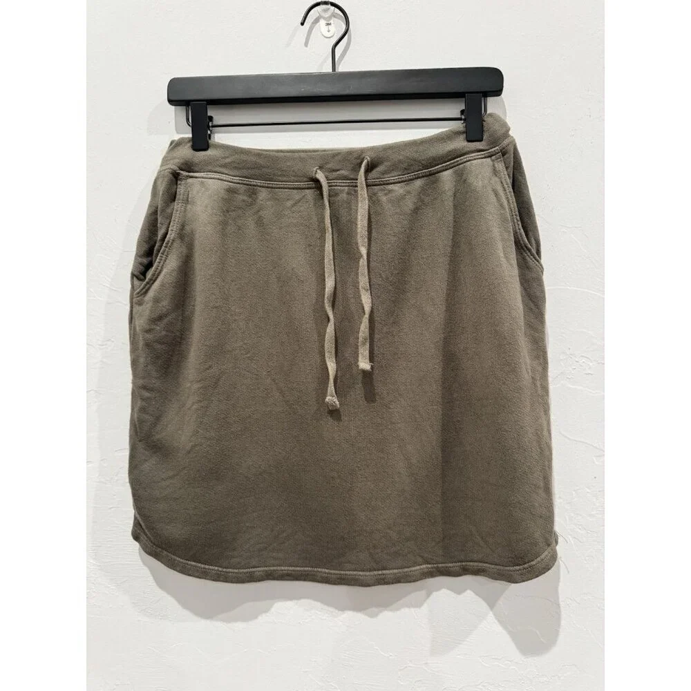 Sundry For Evereve Green Skirt Size M Drawstring Cotton Knit - Picture 2 of 7